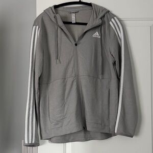Adidas Gray Hoodie with White Stripes